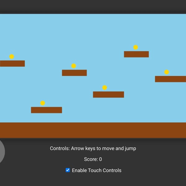 Side-Scrolling platformer testing game.