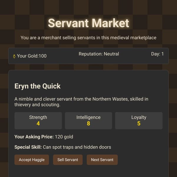 Servant Market Simulator