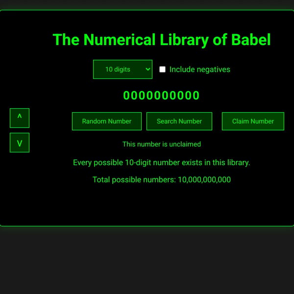 The Library of Numerical Babel