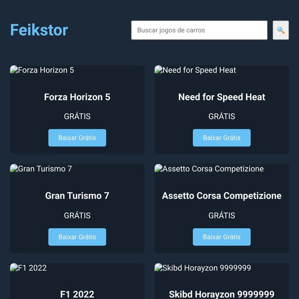 feikstor - Steam de Jogos de Carros