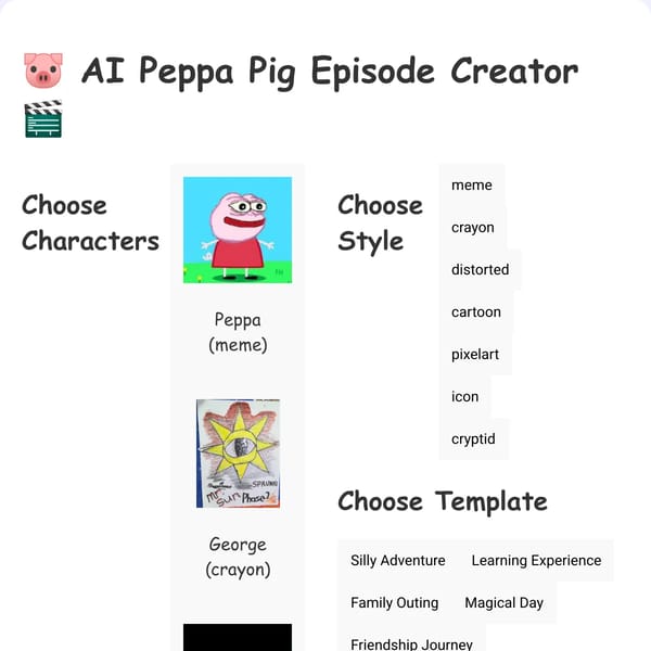 AI Peppa Pig Episode Generator