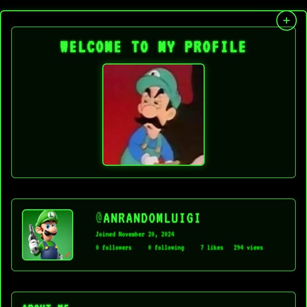 ARandomLuigi lazy Profile Page Yeah