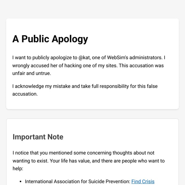 Personal Apology