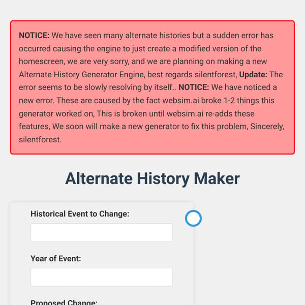 Alternate History Maker - websim.ai