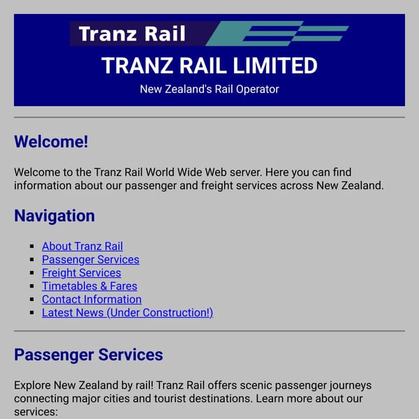 Tranz Rail New Zealand - 1993