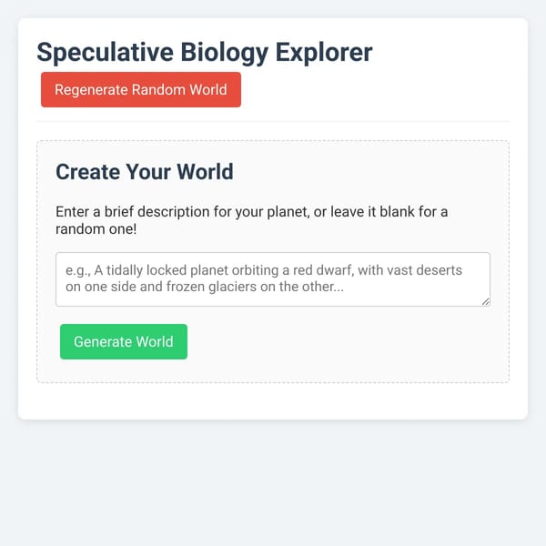 Speculative Biology Explorer