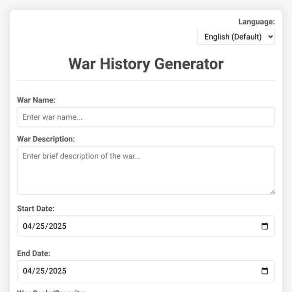 War history generator (+ Game generator)