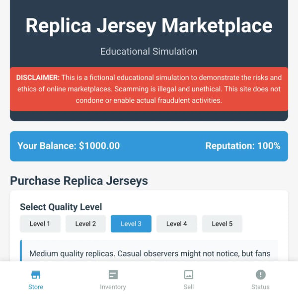 Replica Jersey Marketplace - Educational Simulation