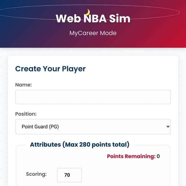 Web NBA Sim - MyCareer