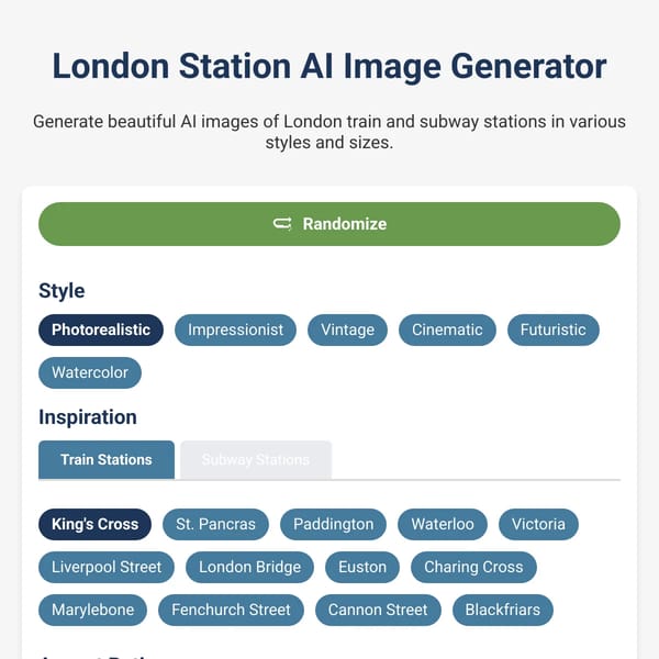 London Train Station AI Image Generator