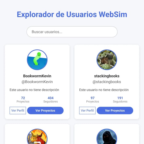 Explorador de Usuarios WebSim