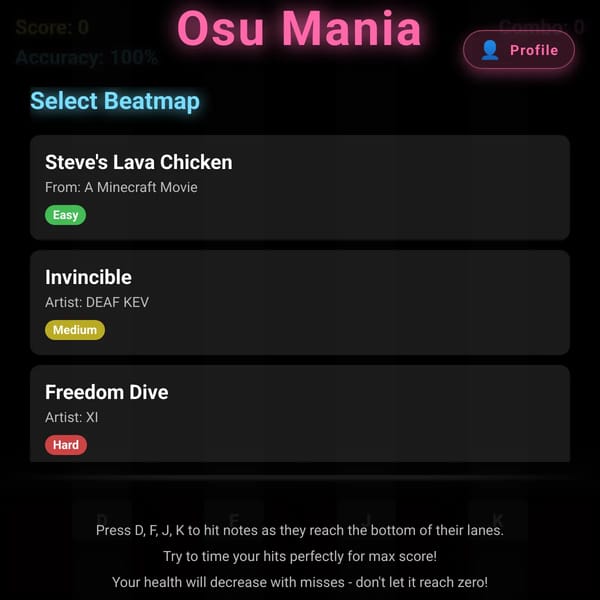 Osu Mania - WEBSIM