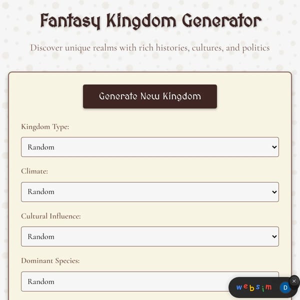Fantasy Kingdom Generator