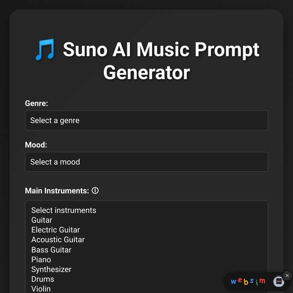 Suno AI Music Prompt Generator