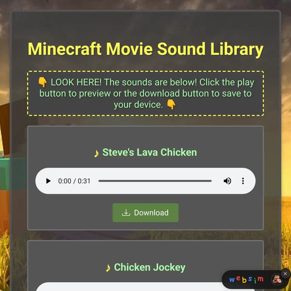 Minecraft Movie Sound Library