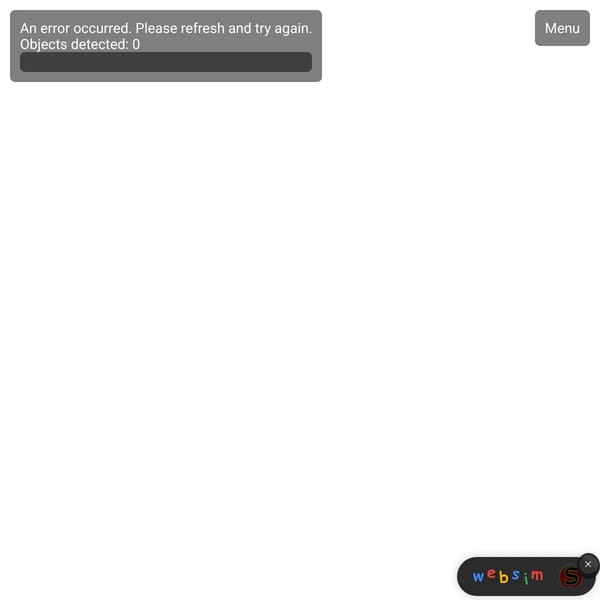 Live AI Object detection with menu.