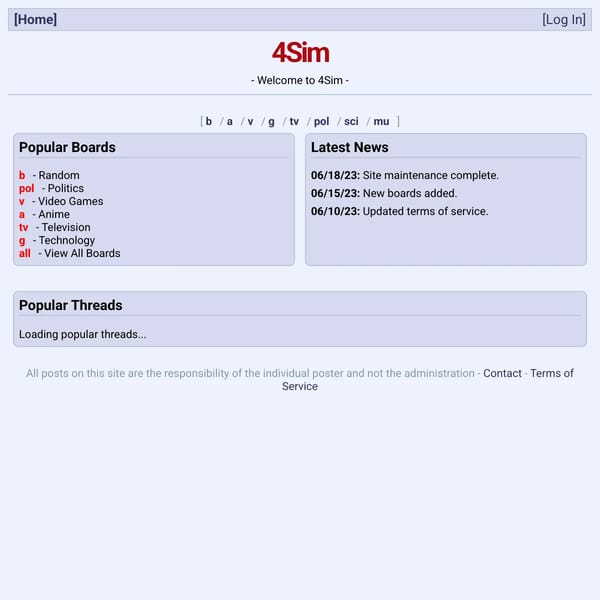 4Sim - Anonymous Imageboard