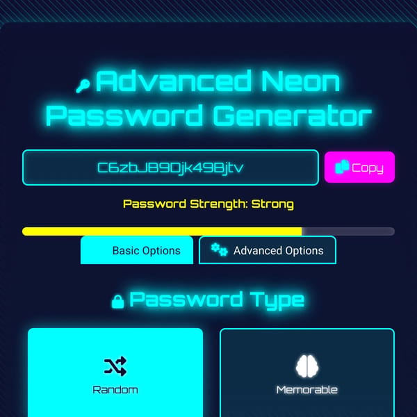 Advanced Neon Password Generator | password.io