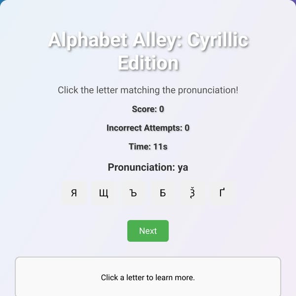 Alphabet Alley: Cyrillic Edition