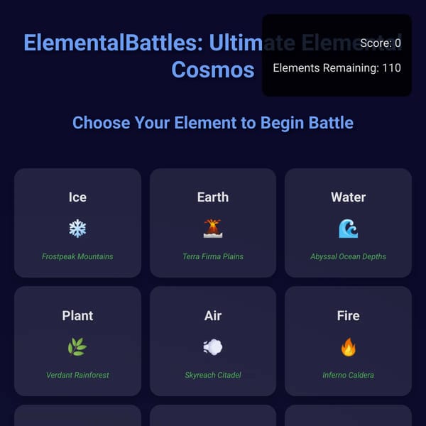 ElementalBattles: Ultimate Elemental Cosmos