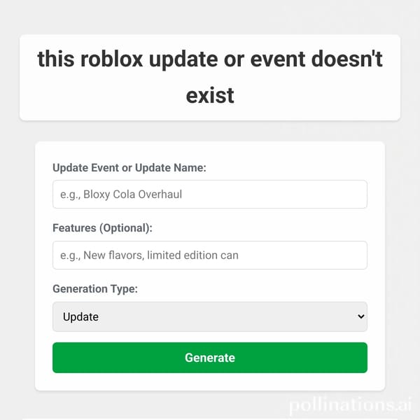 this roblox update or event doesn't exist