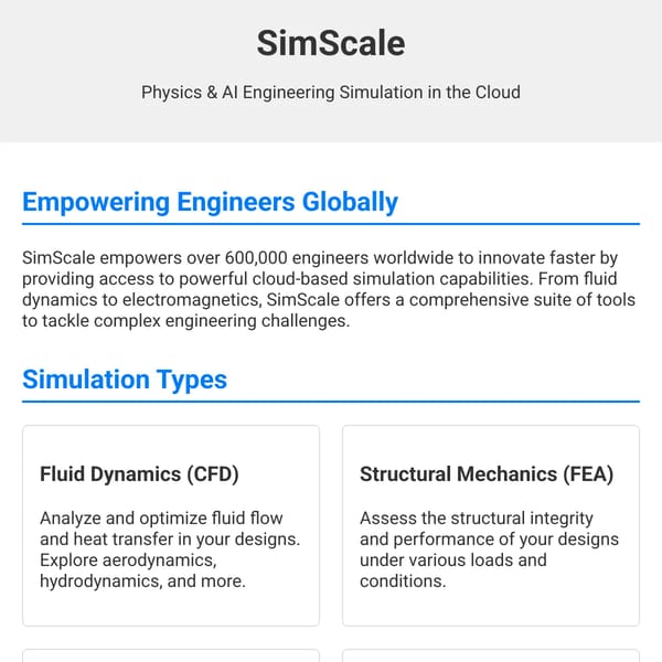 SimScale: Physics & AI Engineering Simulation in the Cloud