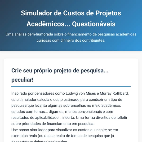 Orçamentação de Artigos Científicos Paródicos