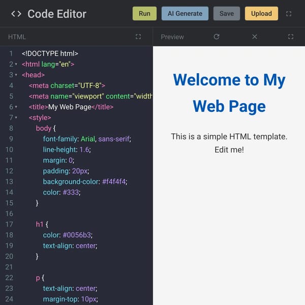 HTML code editor with AI