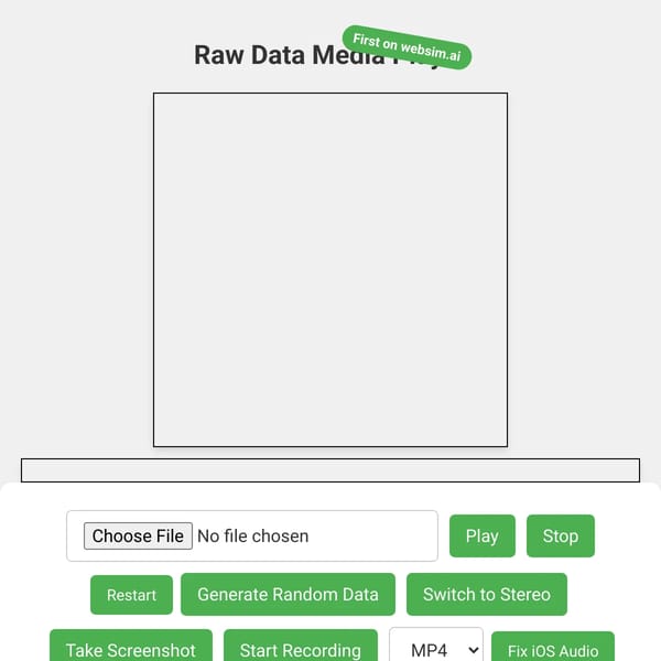 Raw Data Media Player with Customizable Parameters