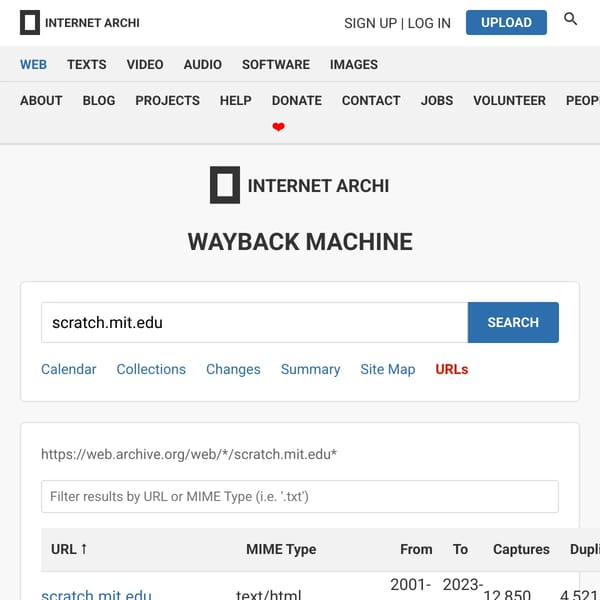 wayback machine but in websim