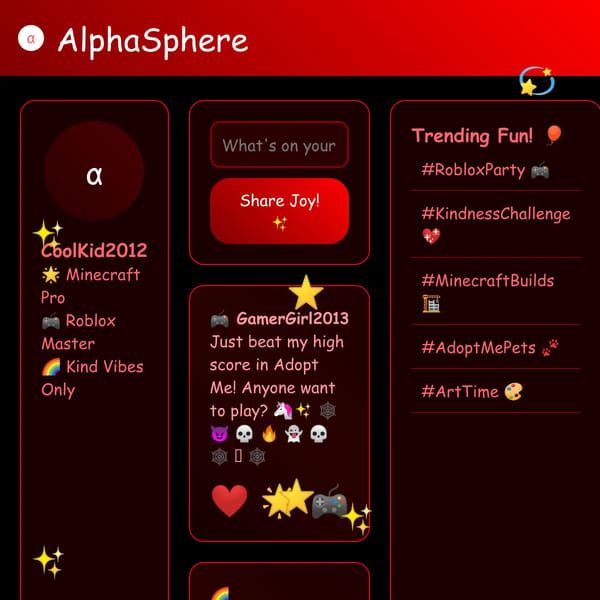 AlphaSphere - Social Network for Gen Alpha