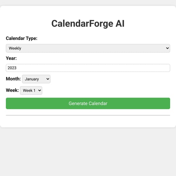 CalendarForge AI - Customizable Calendar Creation with PDF Download