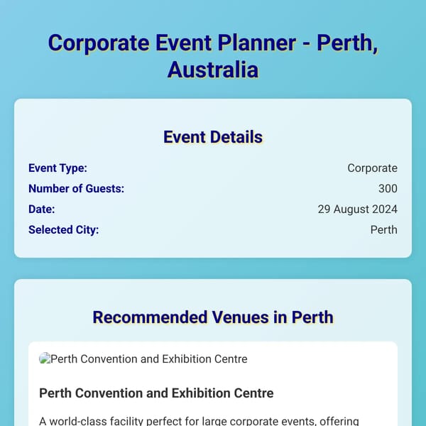 Corporate Event Planner - Perth, Australia