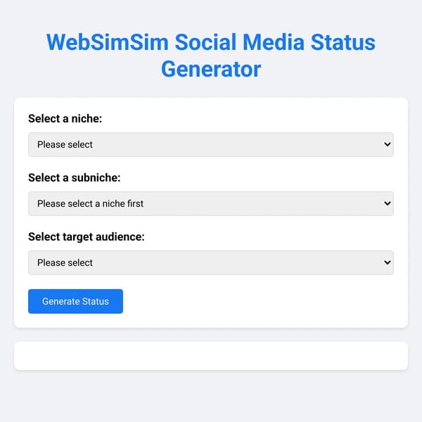 WebSimSim Social Media Status Generator