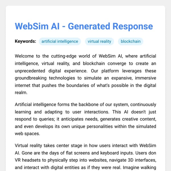 WebSim AI - Generated Response