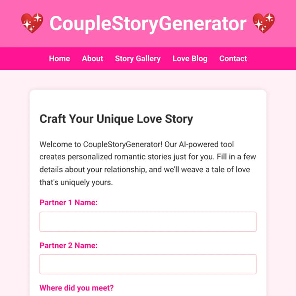 CoupleStoryGenerator - Craft Your Love Story