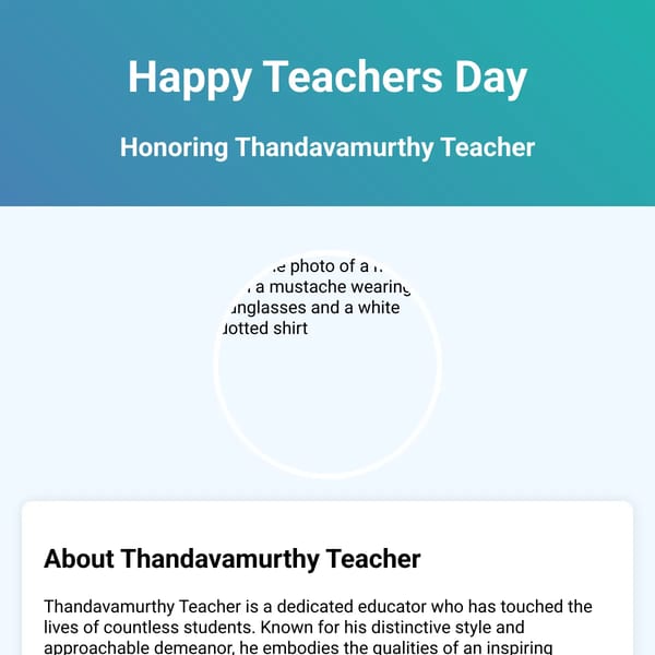 Thandavamurthy Teacher - Teachers Day Tribute