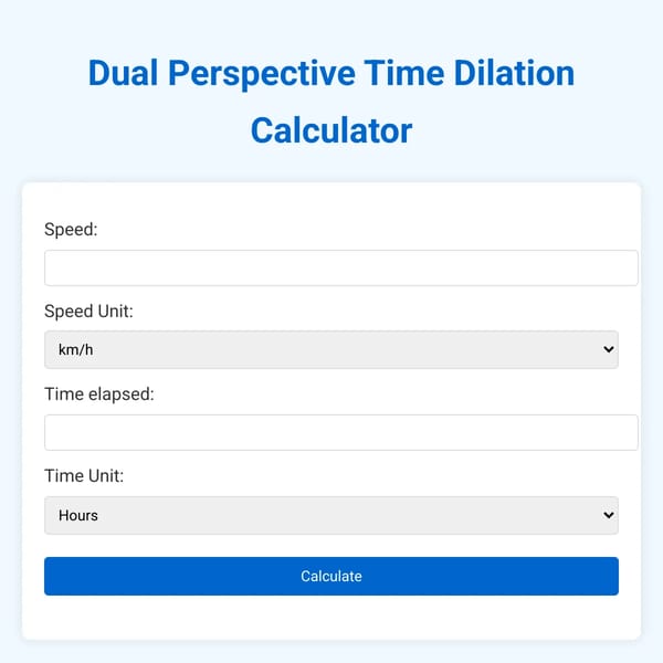 Dual Perspective Time Dilation Calculator