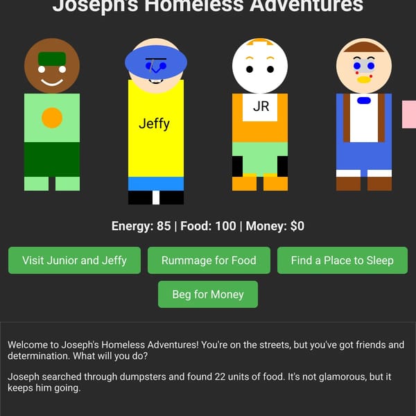 Joseph's Homeless Adventures