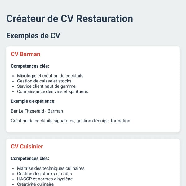 CV Restauration Creator