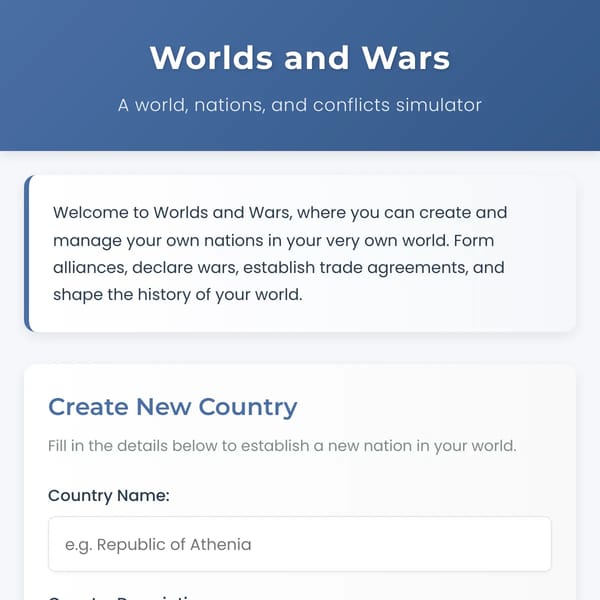Worlds and Wars (WIP)