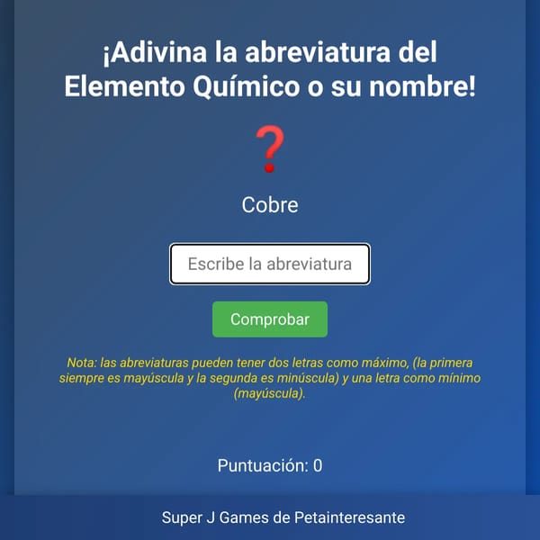 Adivina el Elemento Químico - By Jimeno