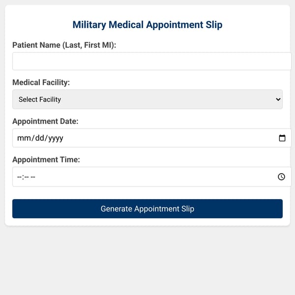 Military Medical Appointment Slip