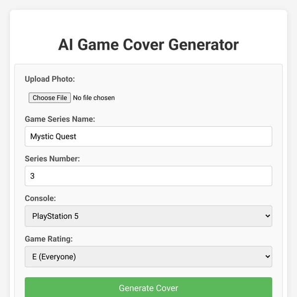 AI Game Cover Generator