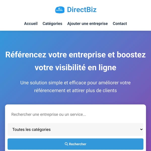 DirectBiz - Annuaire professionnel de référencement