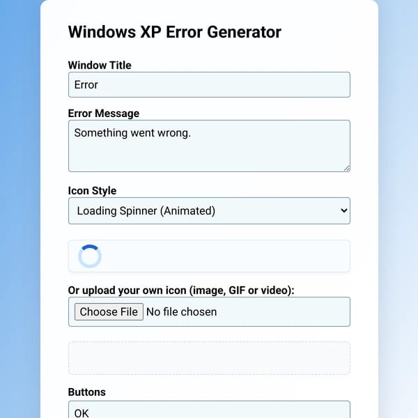 Windows XP Error Message Generator