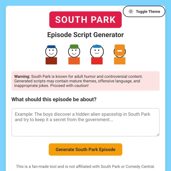 South Park Episode Generator