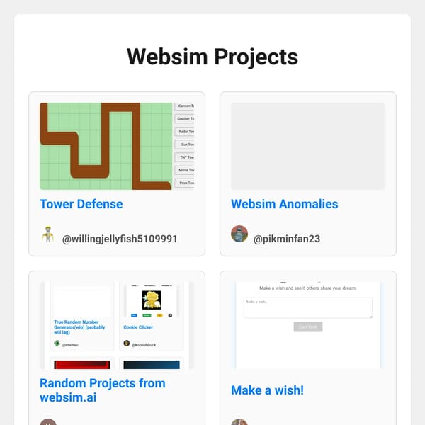 Random Projects from websim.ai