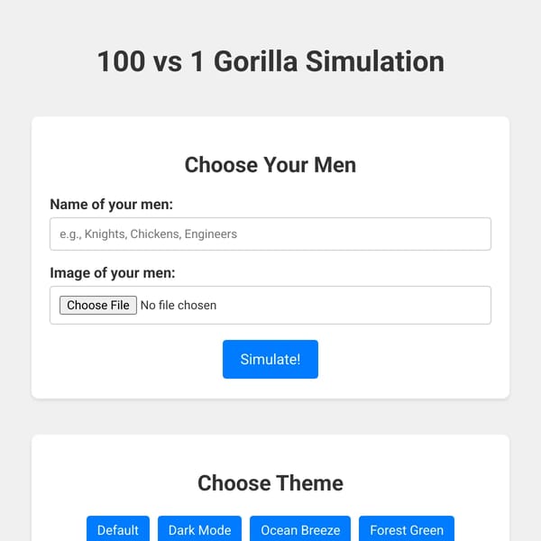 customizable 100 vs 1 Gorilla game