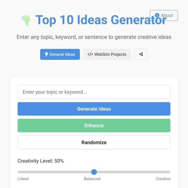 Top 10 Ideas Generator